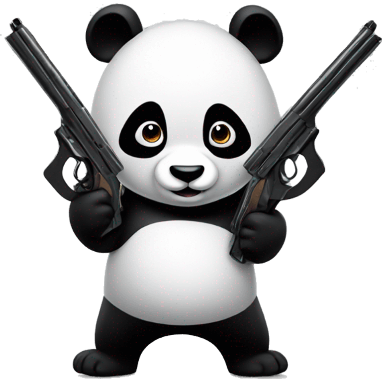 Panda holding two guns emoji