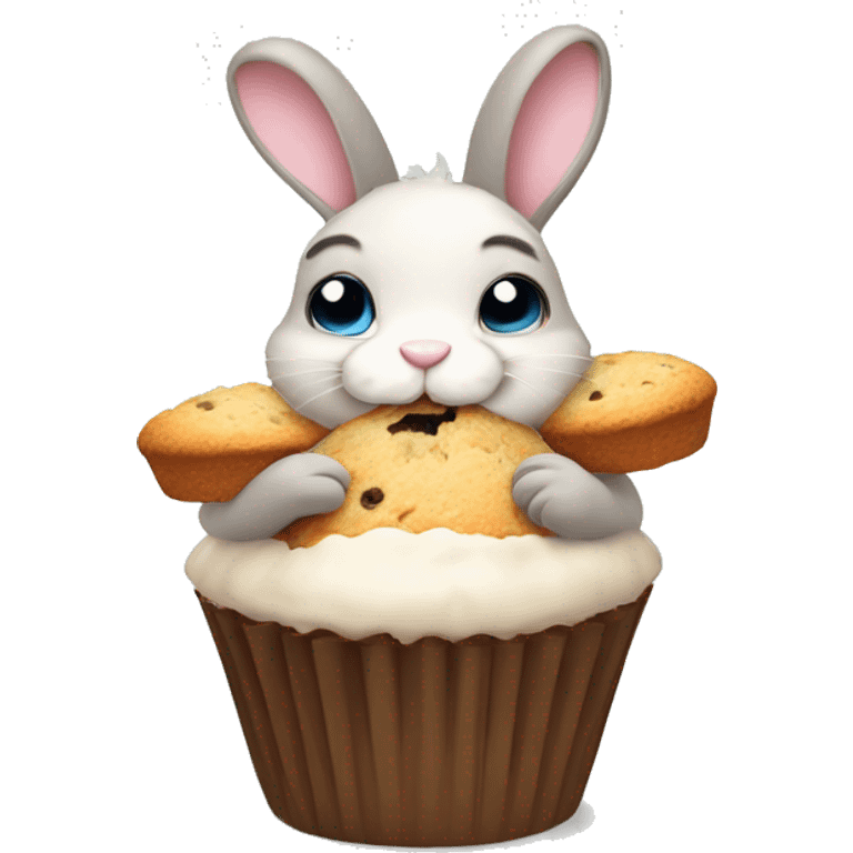 cute bunny eating muffin  emoji