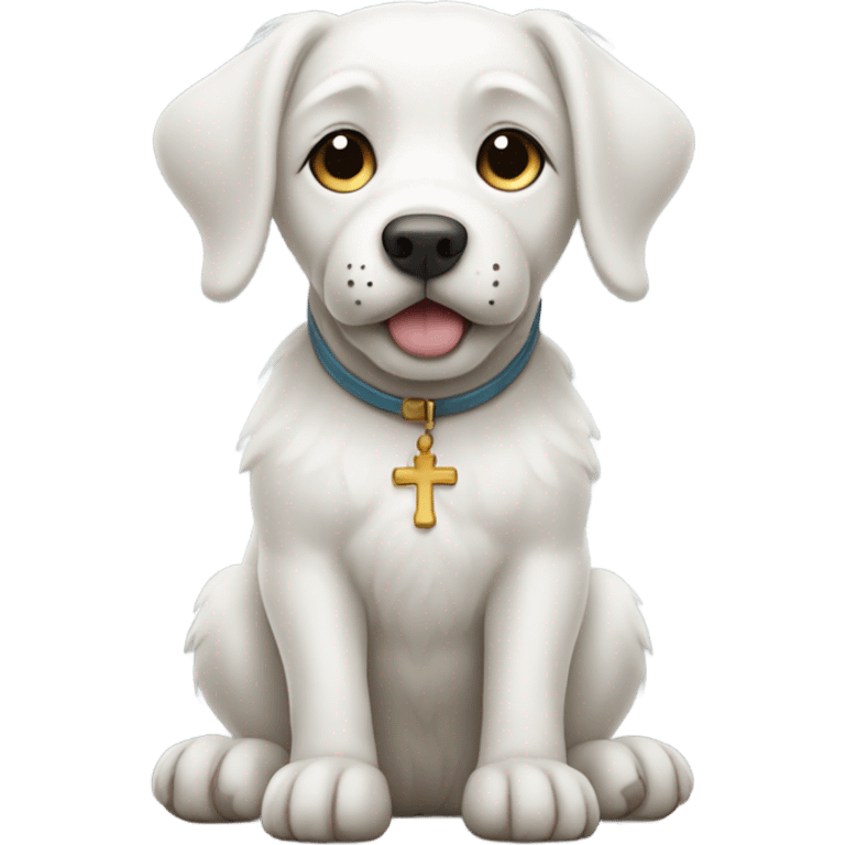 white dog with paws together, praying. emoji