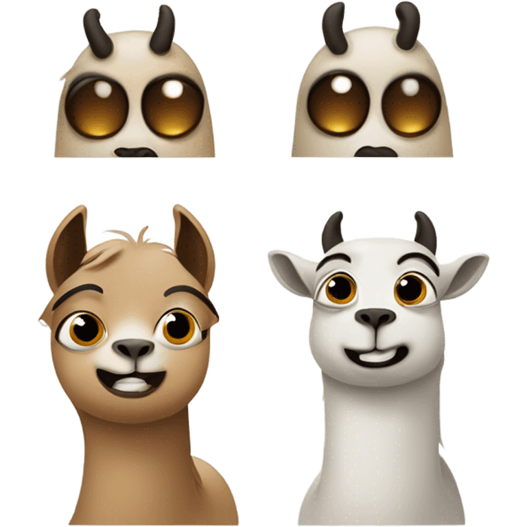 set  lama in diferent emotions: sad, happy, angry and surprised emoji