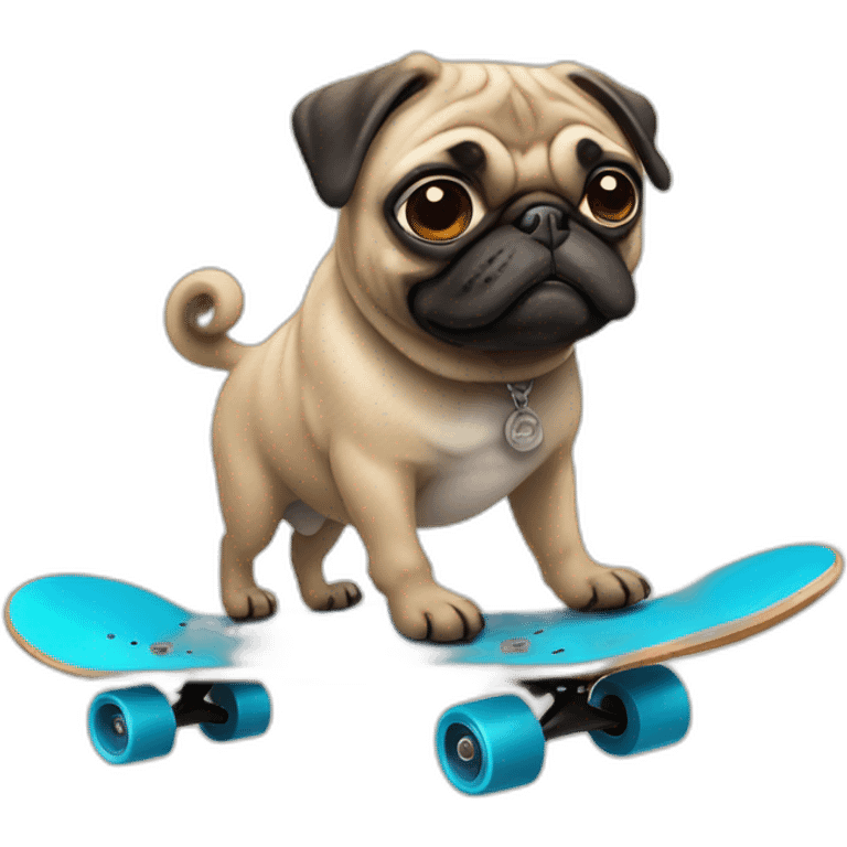 pug riding a skateboard emoji