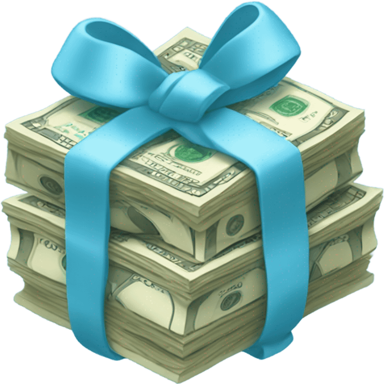 stack of money with light blue bow emoji