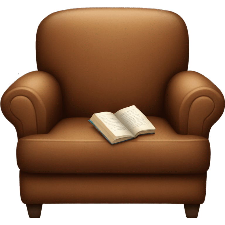 Brown cozy armchair with a book emoji