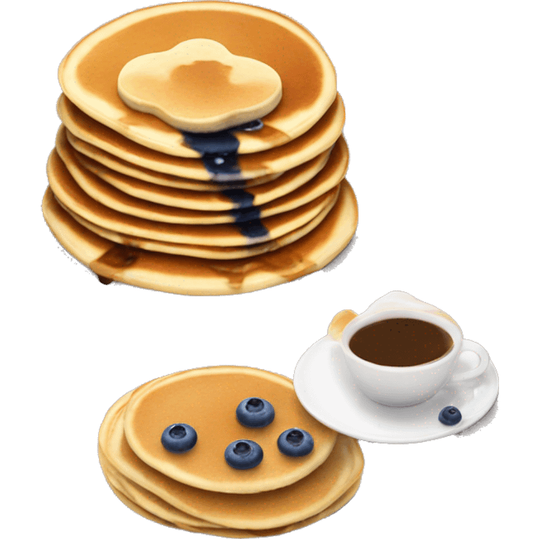 Pancakes with blueberries and cappuccino  emoji