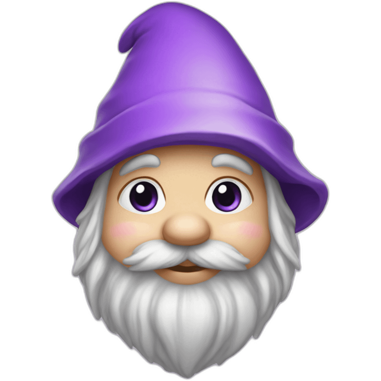 Gnome with purple hat hearts for eyes cute emoji