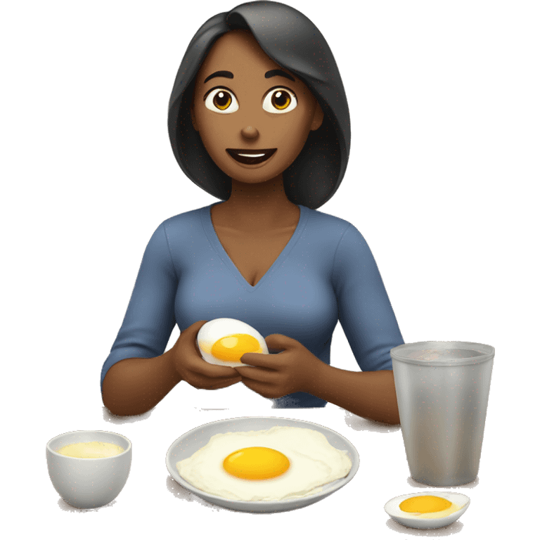 woman eating eggs for diet emoji