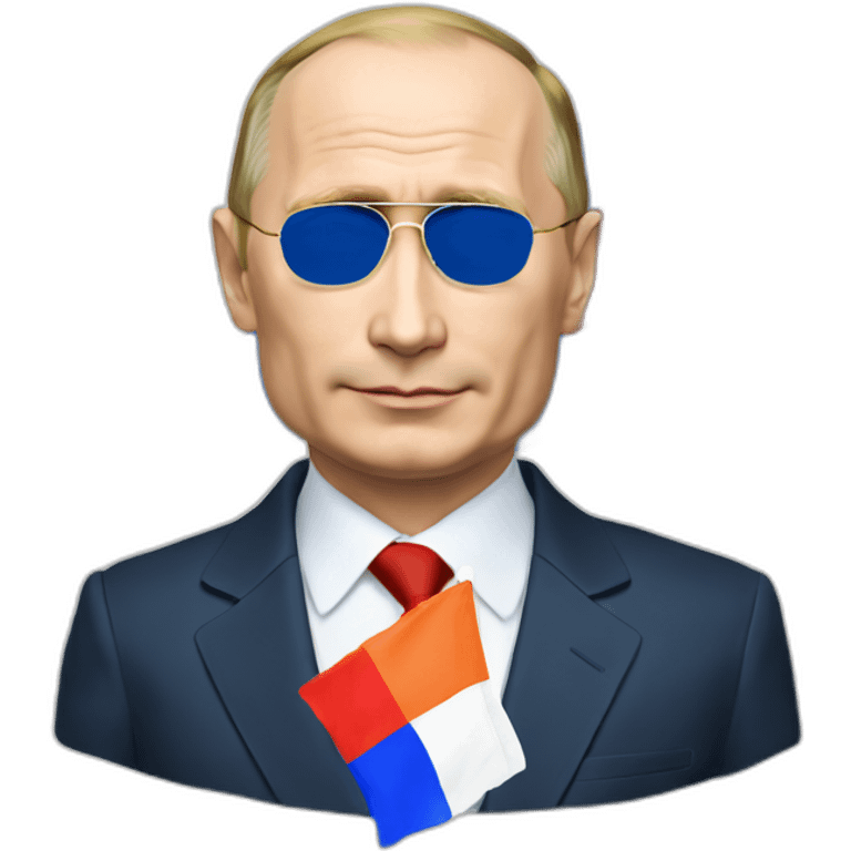 putin and tricolor flag white, blue, white emoji