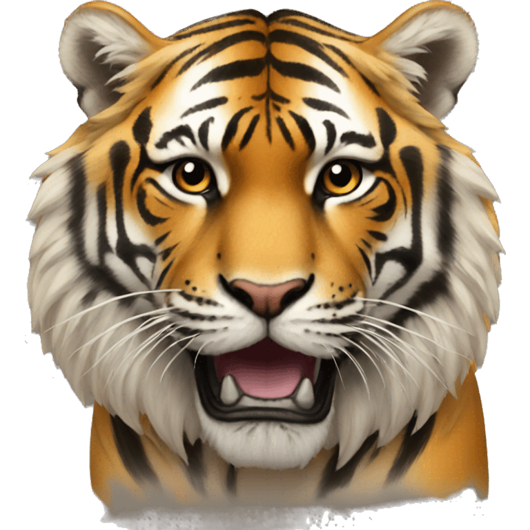 Leo messy on a tiger emoji