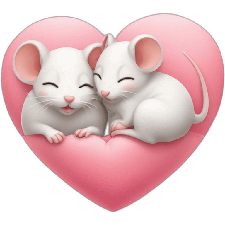 Cute sleeping mice in heart shape emoji