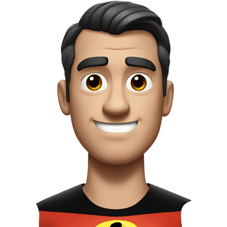 Realistic Mr incredible head with haircut and straight face emoji