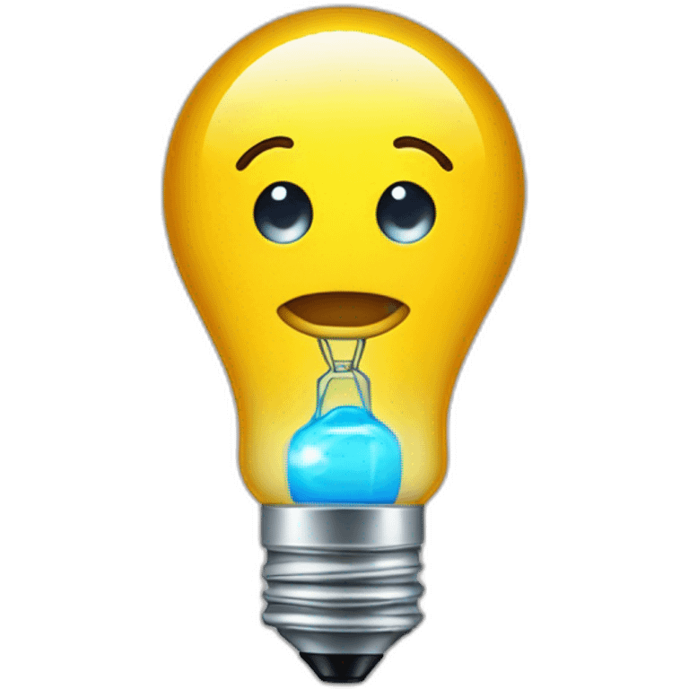 une ampoule avec des yeux mignons emoji