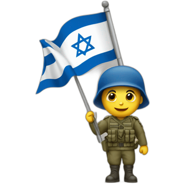 A soldier holds the flag of the State of Israel emoji