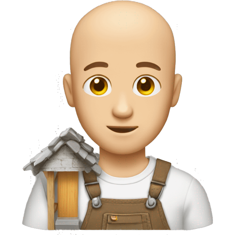 Man building house, no hair, clou emoji