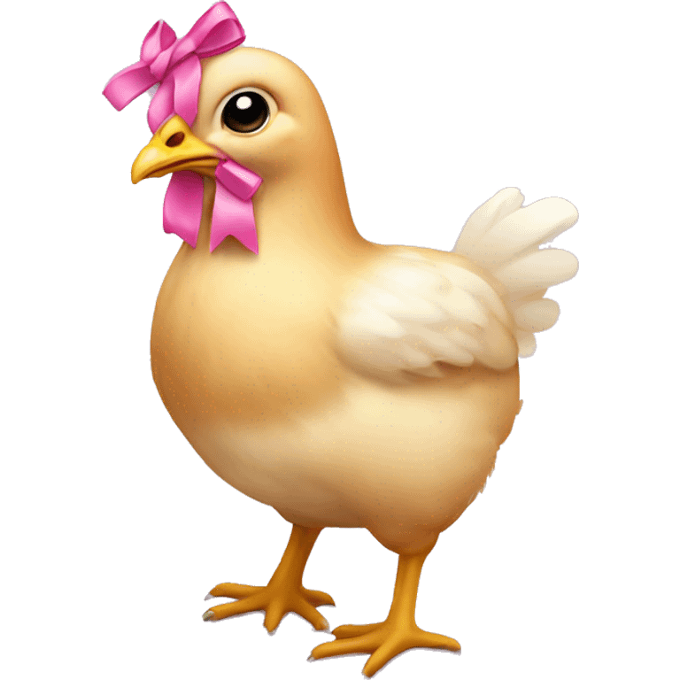 hen chick with pink bow on her head emoji