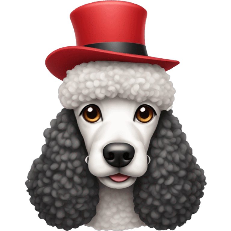 a poodle dog wearing a red hat emoji