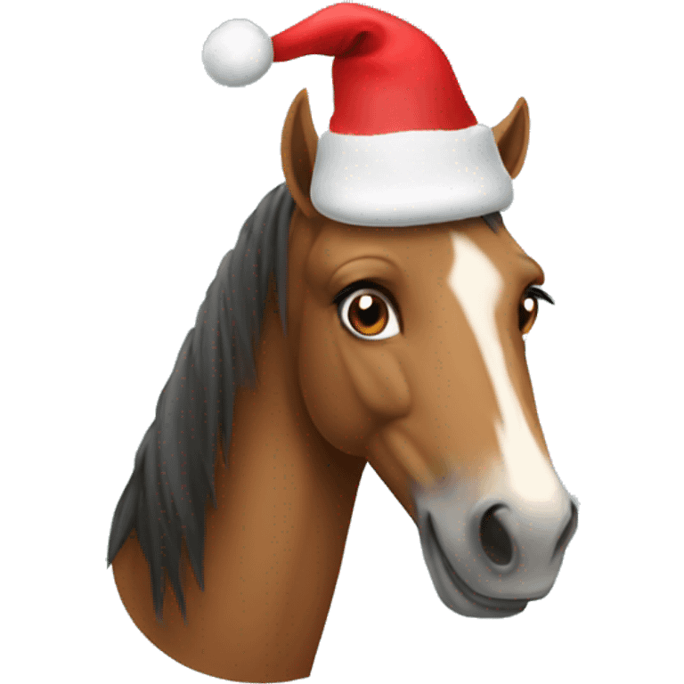 Horse wearing christmas hat emoji