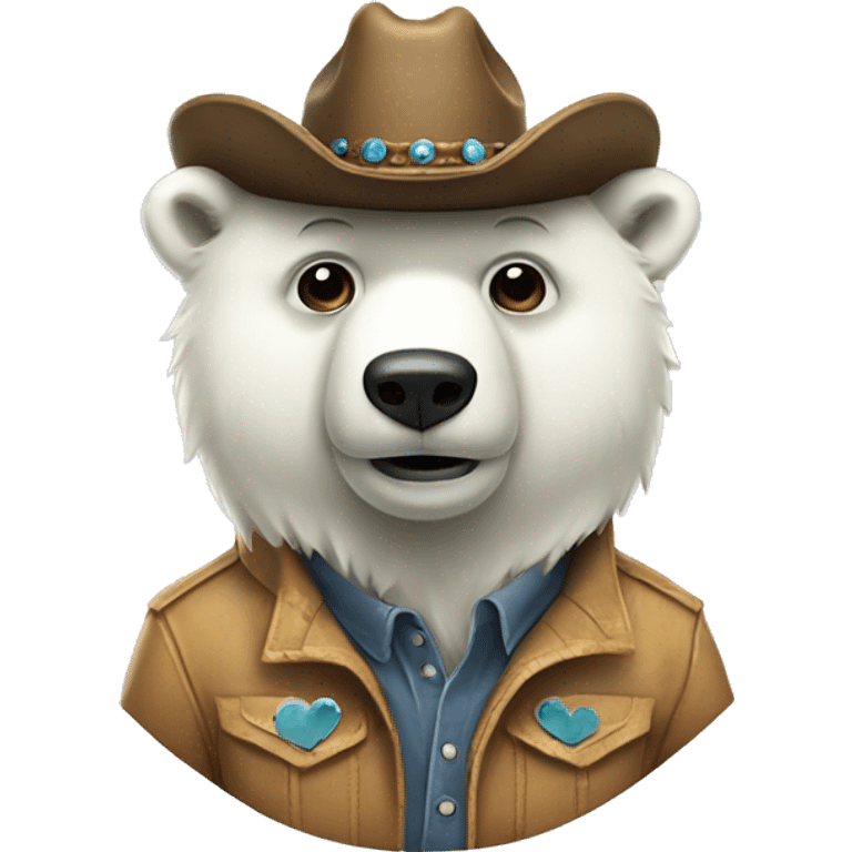 Full body if polar bear wearing cowboy hat with fancy mask emoji