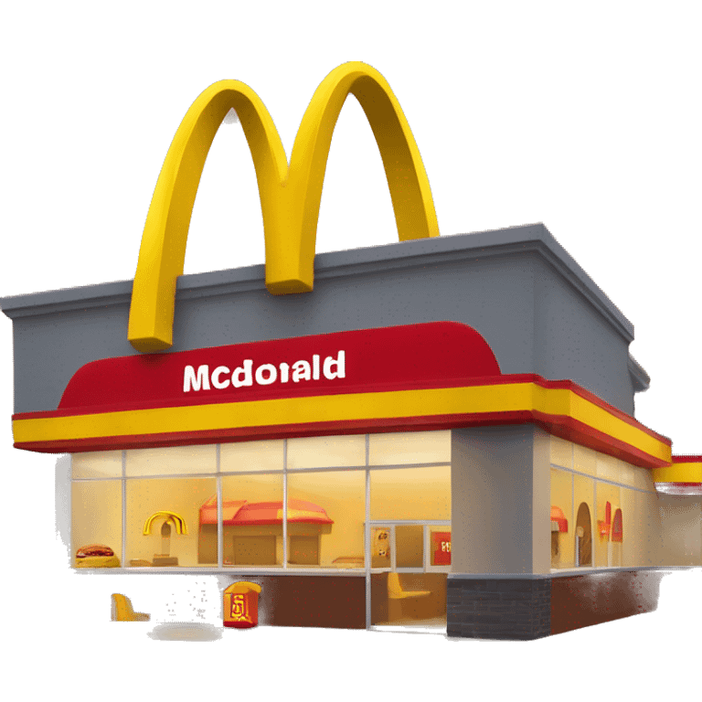 “McDonald’s store with the iconic golden arches, a red and yellow color scheme, and a simple, recognizable design that captures the essence of a fast food restaurant.” emoji