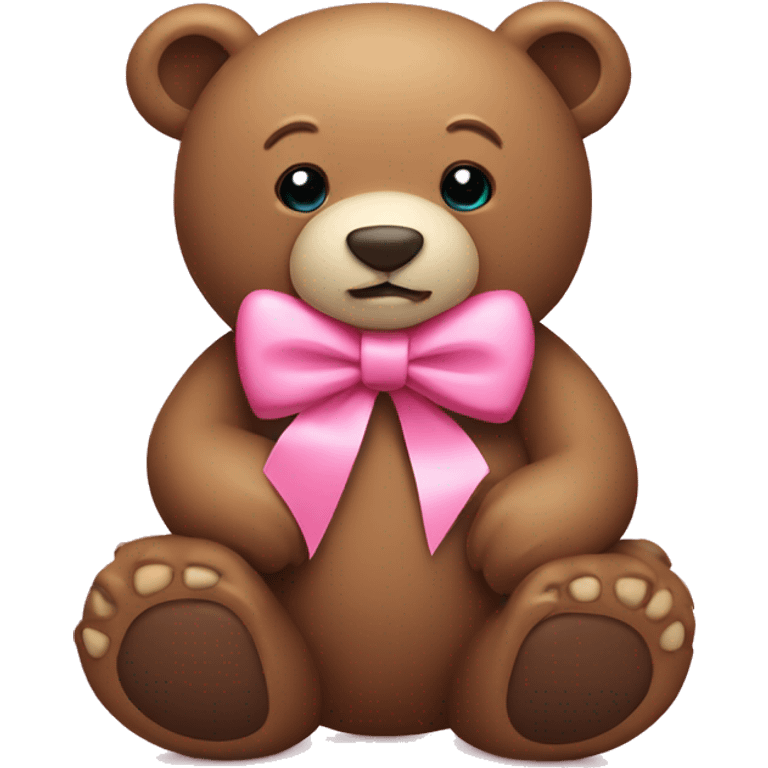 Bear shaped as heart with pink bow ribbons  emoji