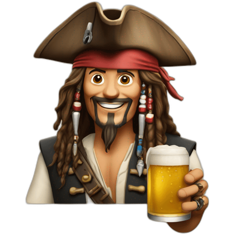 Jack sparrow celebrating with a beer  emoji