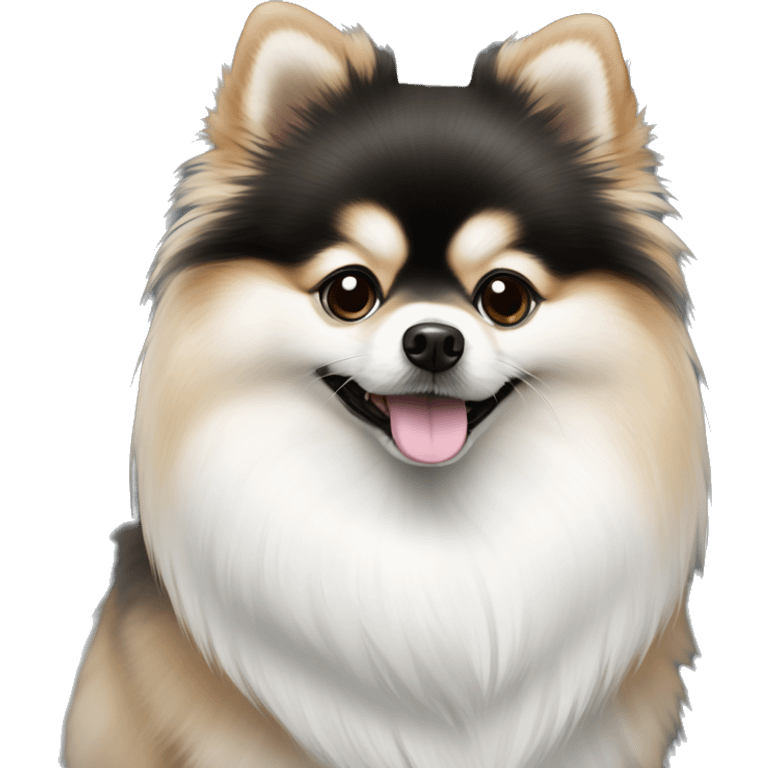 Pomeranian Spitz black with white chest emoji