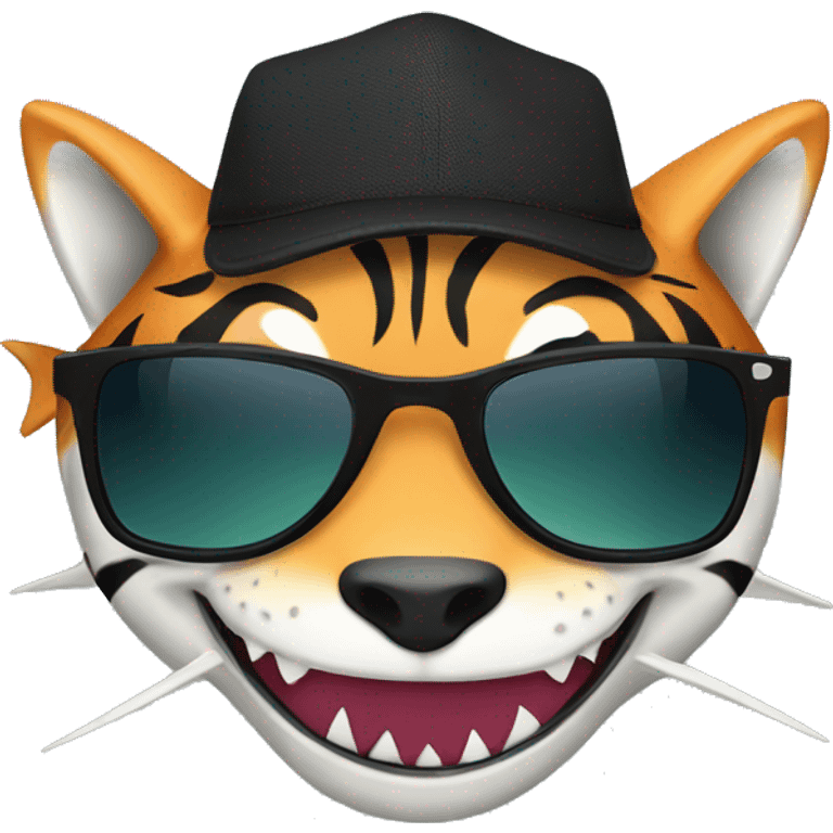 Tiger shark sunglasses hat emoji