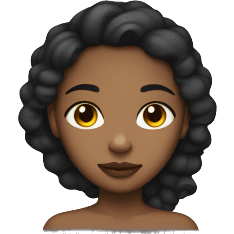 Girl with brown eyes, black light skin, hair a part side, sleeping emoji