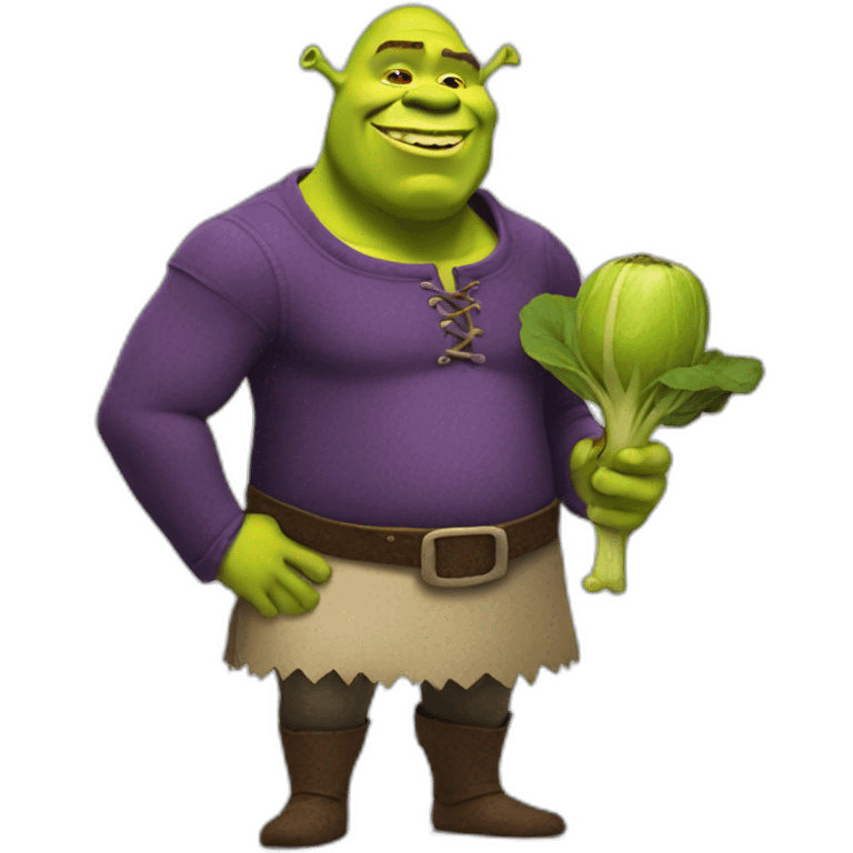 shrek holding eggplant emoji