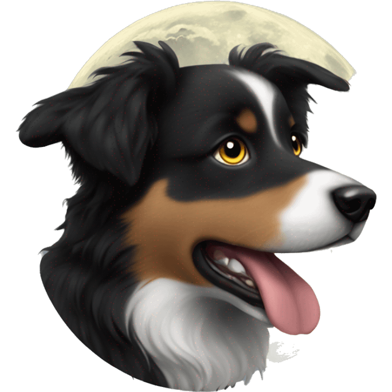 Small black australian shepherd dog moon emoji