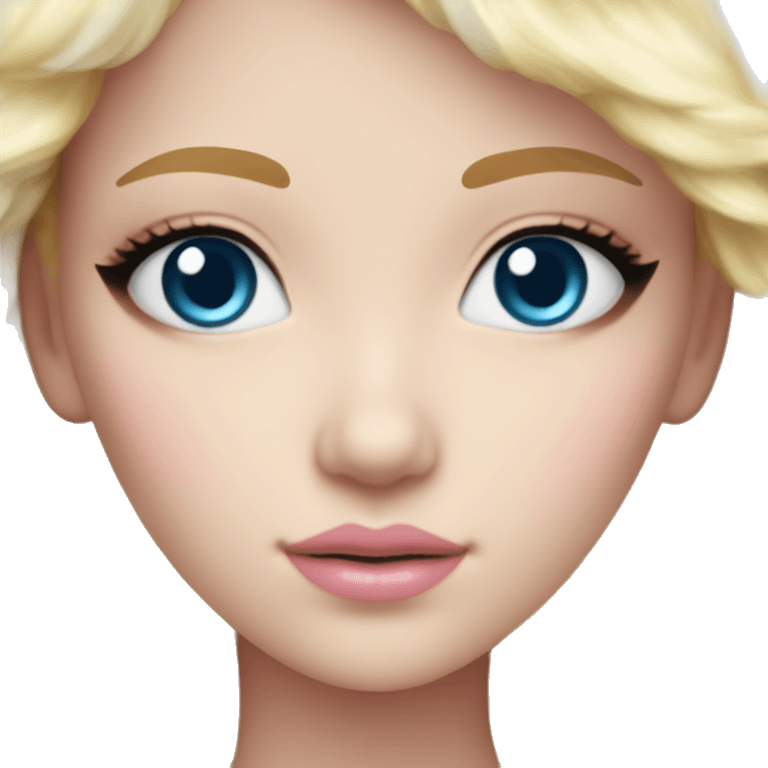 ocean blue doll eyes, blonde hair, feminine, pink, girl, angelic emoji