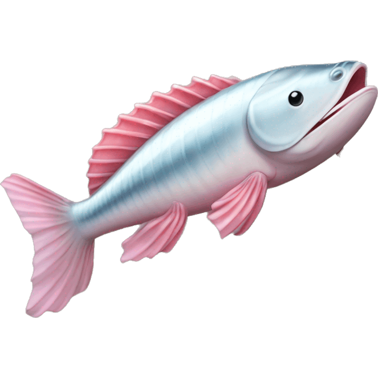 oarfish with sinuous long silver body and pink tend emoji