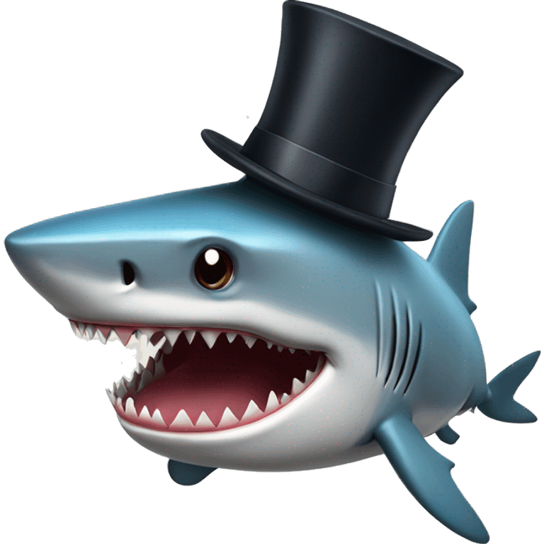 Shark with a top hat emoji