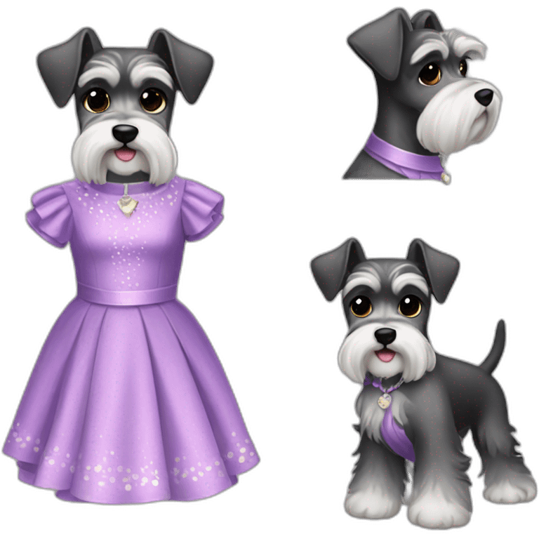 schnauzer dog with sweet sixteen dress emoji