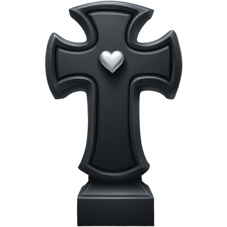 a black tombstone in silver RIP and a silver heart emoji