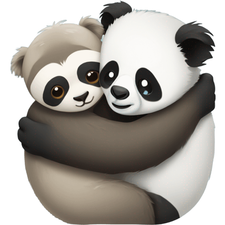 sloth and panda and koala hugging  emoji