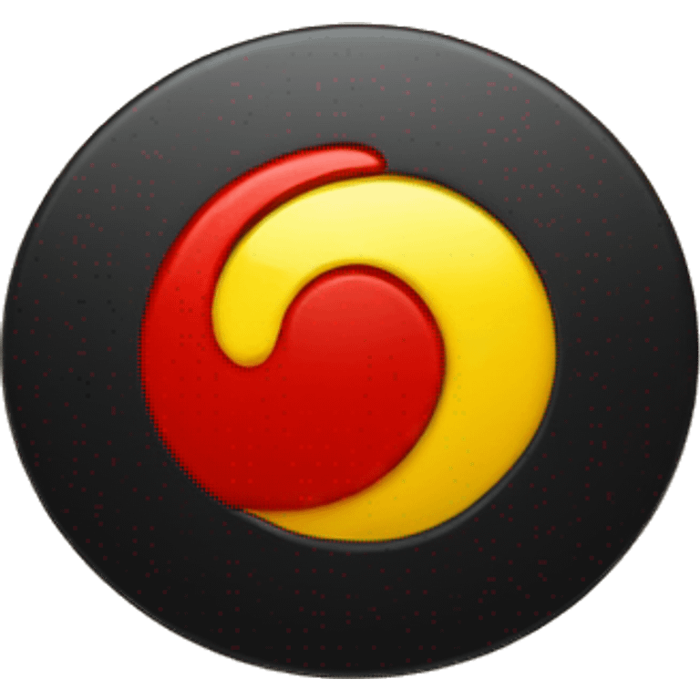 A wavy red and black rectangle with a smaller yellow circle in the centre  emoji