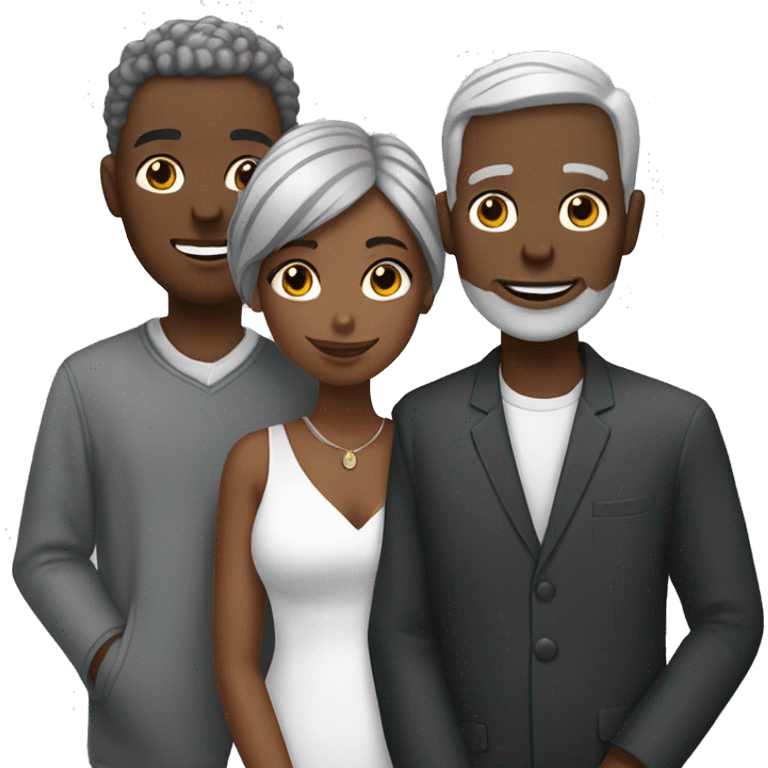 black girl with white boy couple both with grey hair emoji