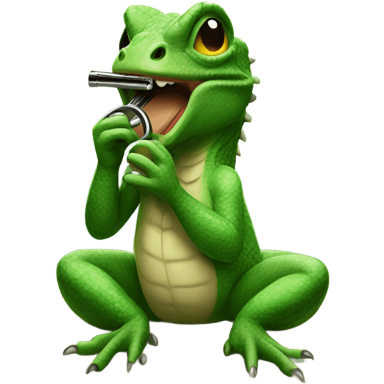 Lizard playing harmonica  emoji