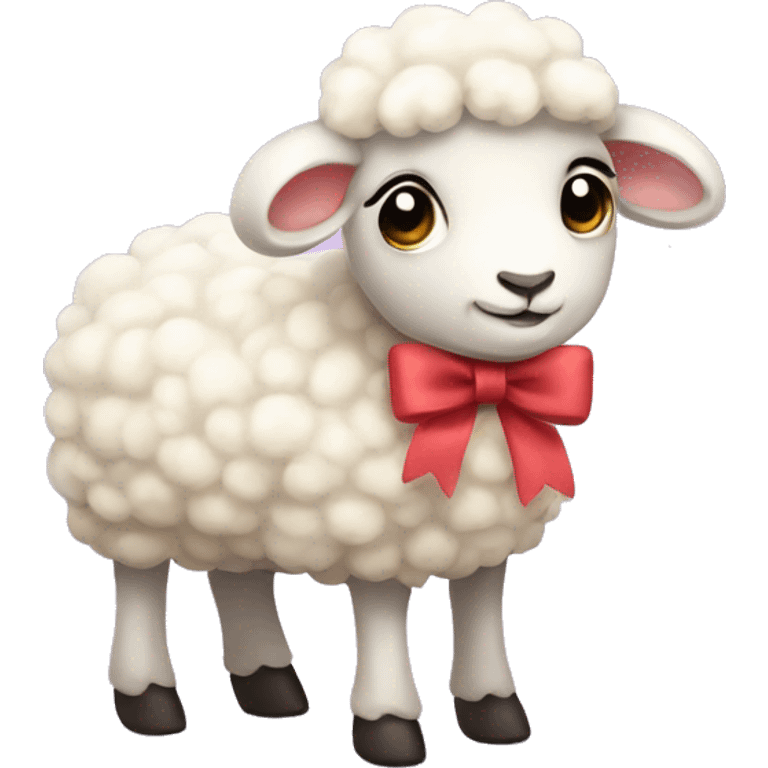 Little sweet sheep with a bow emoji