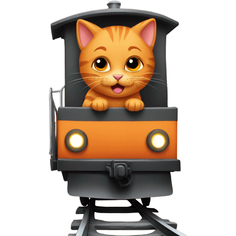 Orange kitty riding train emoji