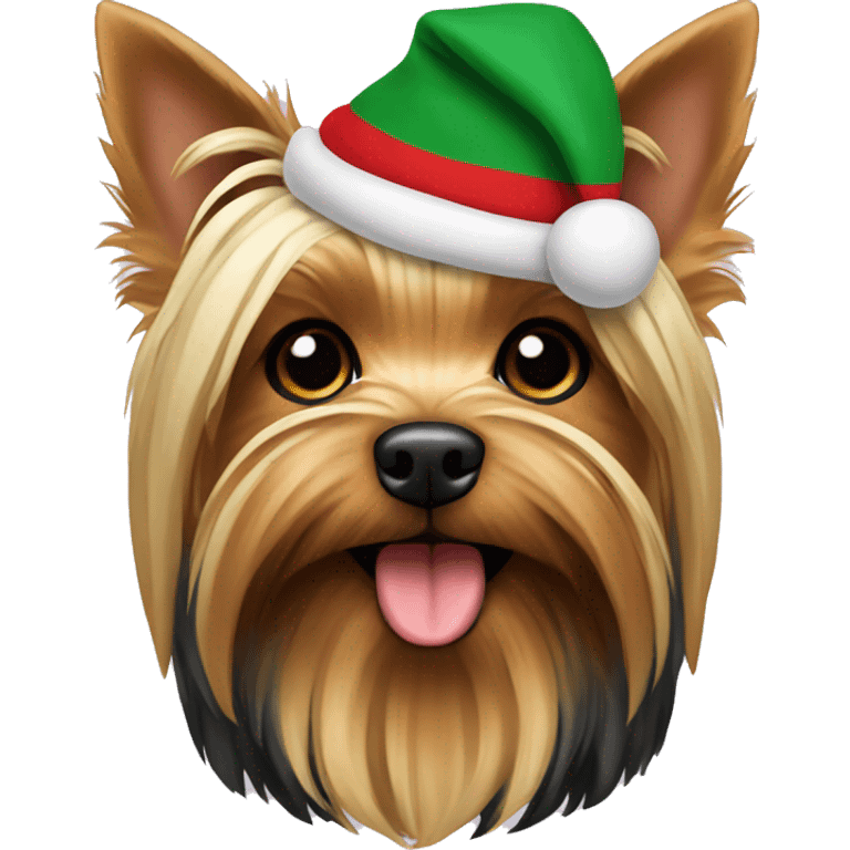 Yorkshire terrier with a Christmas jersey emoji