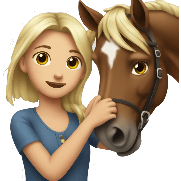 Girl hugging her horse  cute emoji