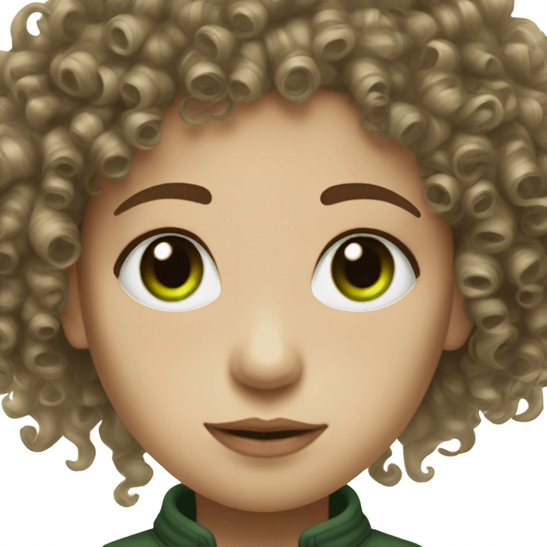 90s emo curly hair girl white skin with brown hair and green eye emoji