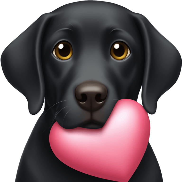 Black Labrador holding a love heart  emoji