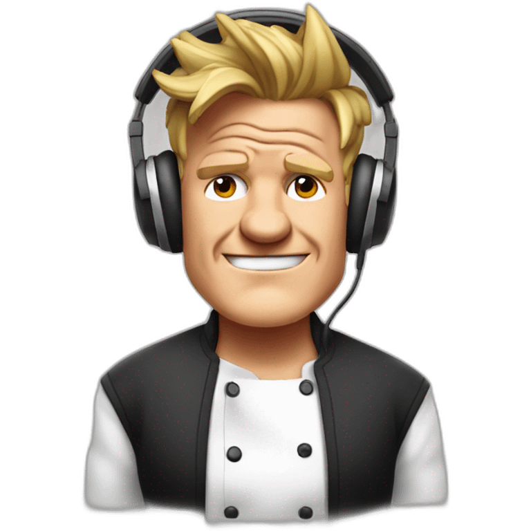 gordon ramsay listening with headphones, cooking emoji