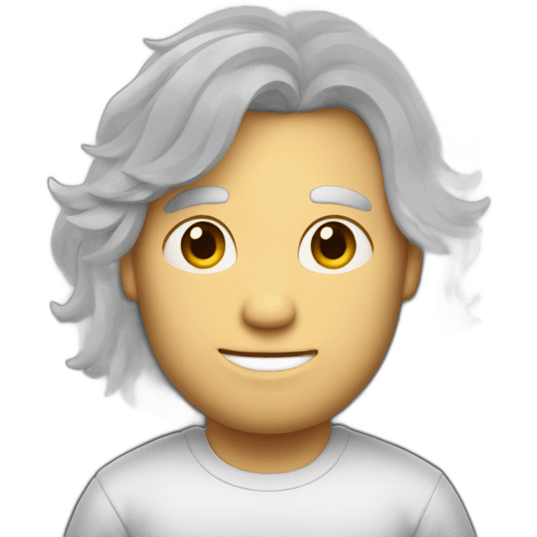 Man with a mid long withe hair with a pencil emoji