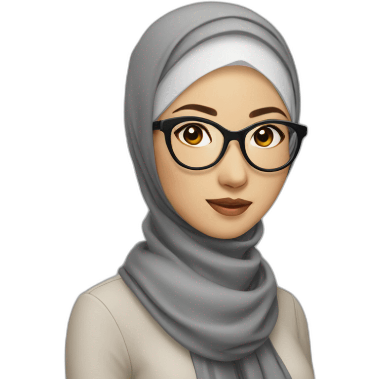 Beauty asian woman wear hijab and glasses emoji