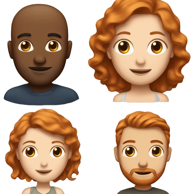 Ginger Husband with brunette and redhead wife emoji