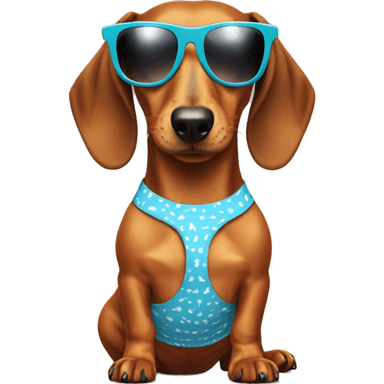 Dachshund wearing sunglasses in a bikini  emoji