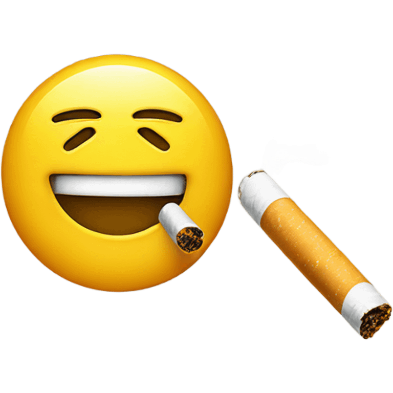 Yellow face with a rolled cigarette next to face emoji